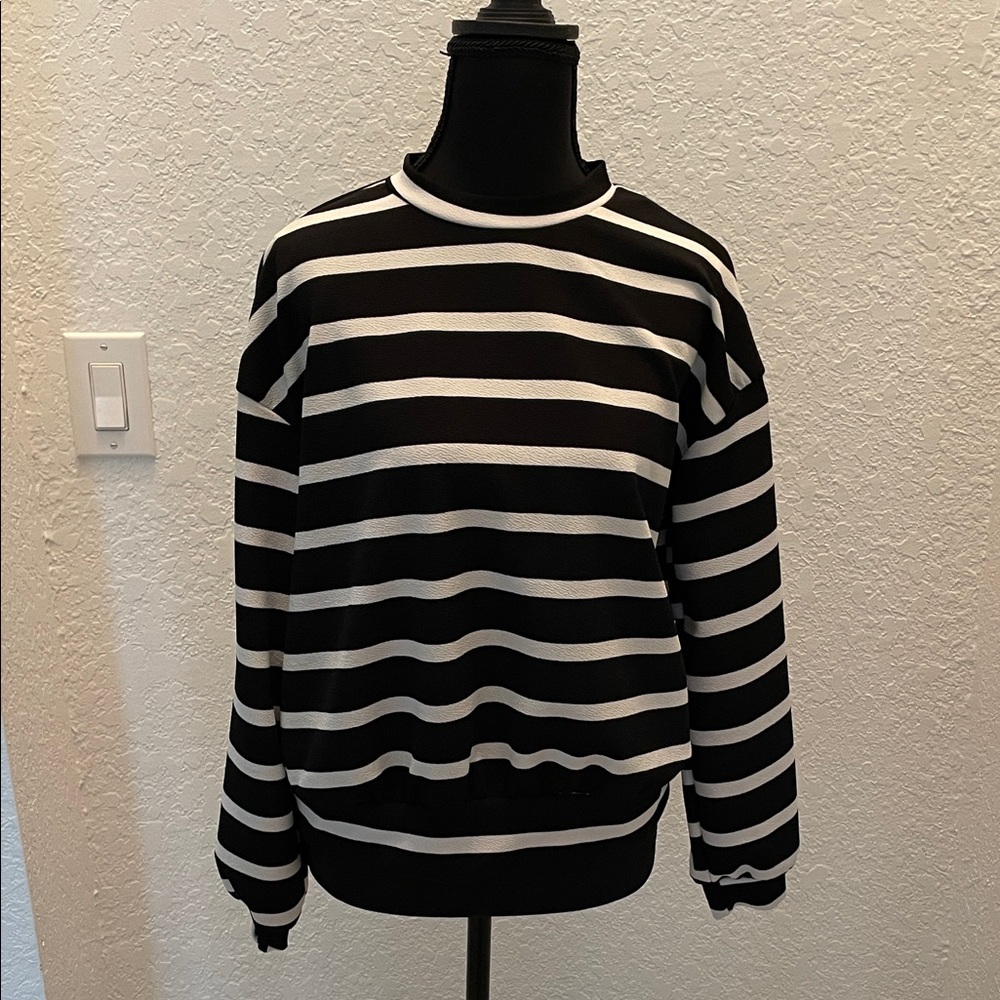 Black and White Striped Woman’s Blouse